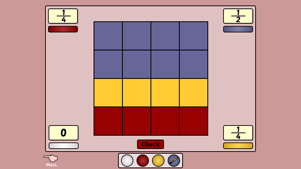 Shade shapes to show fractions with the Fraction Paint teaching tool