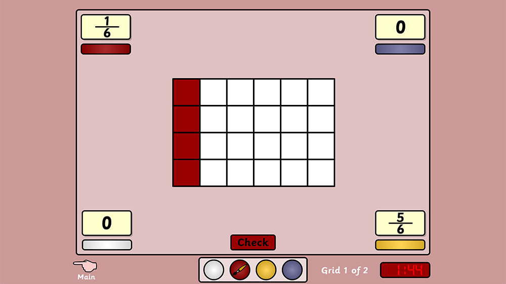 Shade shapes to show fractions with the Fraction Paint teaching tool
