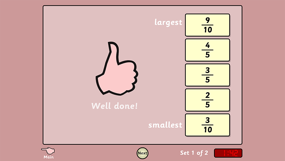 Stack fractions from smallest to largest
