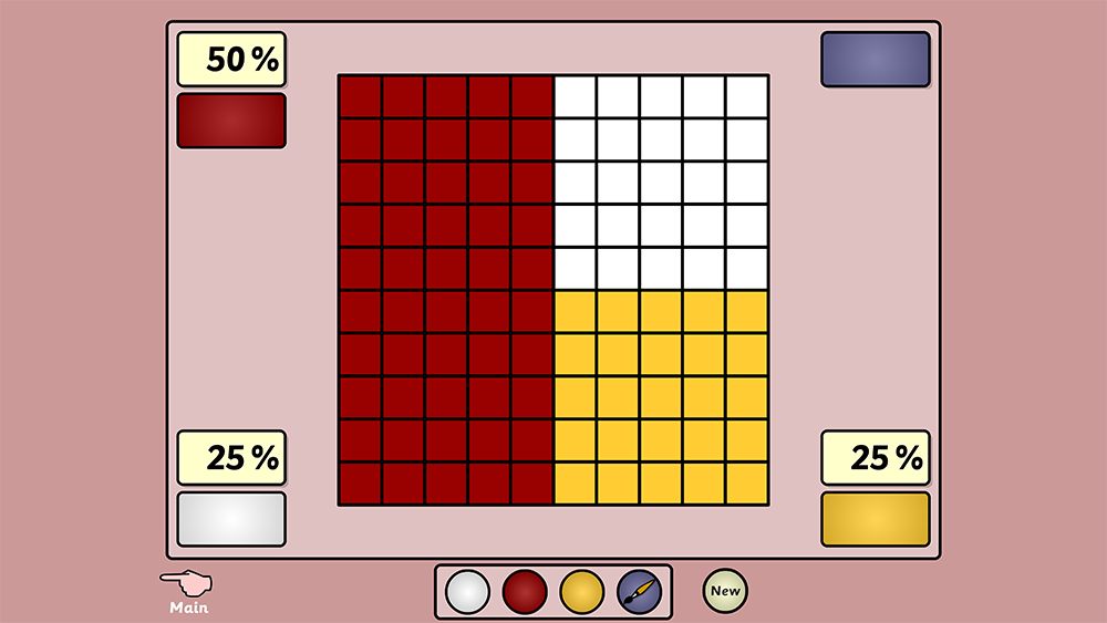 Shade a hundred square to explore percentages with the Percentage Paint teaching tool